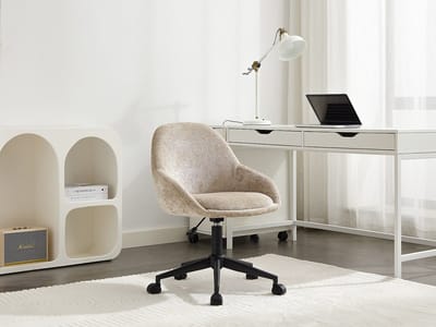 Vente-unique Bureaustoel - Velours - Beige - Afstelbare hoogte - NAODY