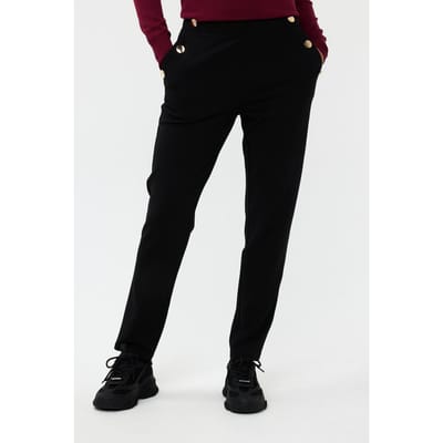 EsQualo Trousers Buttons Black Maat: 34 | Pantalons Outlet | Dames | Zwart