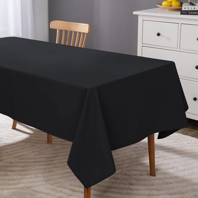 Famanu Veegbaar Tafelkleed Rechthoekig Zwart Stof, Waterbestendig Tafelkleed voor Buiten Koffietafels Feest, 140x240cm, Zwart
