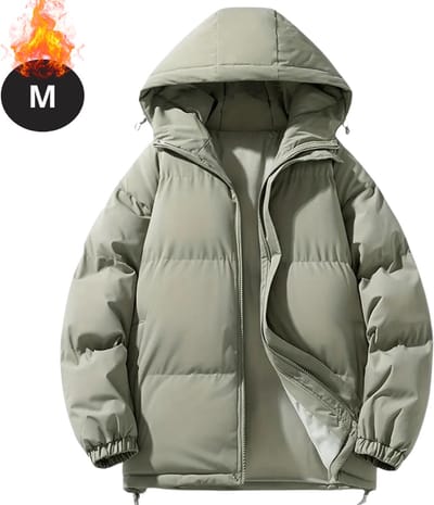 Livano Winterjas - Parka - Heren - Winter - Jas - Volwassen - Stijlvol - Met Capuchon - Gewatteerde Jas - Grijs Groen - M