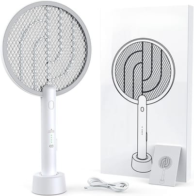 AHD® Elektrische Vliegenmepper - Electrische Vliegenmepper - Oplaadbare Vliegenmepper - Wit - 26cm x 6cm x 39cm