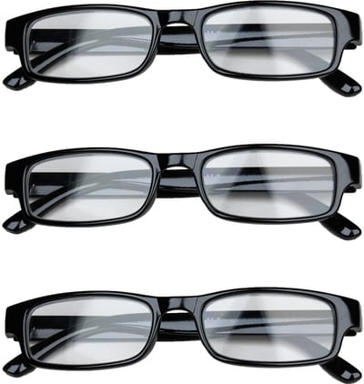 Melleson Eyewear Leesbril Overlijk - Zwart Glanzend - +1.00 - 3 Stuks - Inclusief 3 Hoesjes