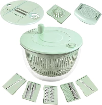 Slacentrifuge - Keukenmachine - Salade Bereiden - Multifunctioneel Keukengereedschap - 23.5 cm - Groen