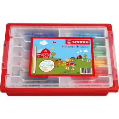 STABILO Trio Jumbo - Viltstift - Robuuste XL-punt - 12 Kleuren - Schoolverpakking Met 144 Stuks
