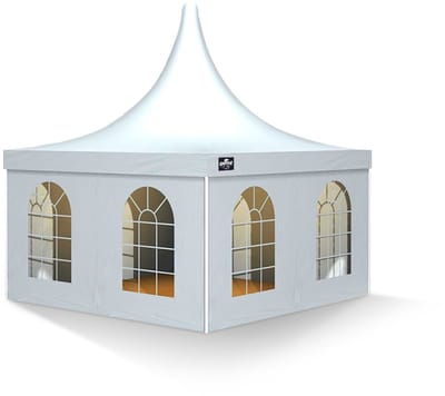 Grizzly Outdoor Pagodetent 6x6 – Wit – Incl. Zijwanden – Professioneel & Koppelbaar