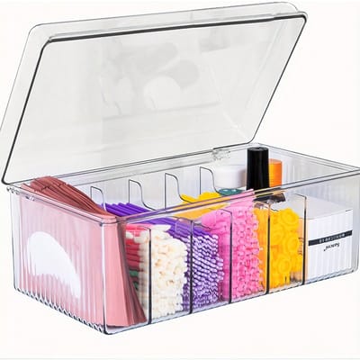 Transparante Draagbare Opbergdoos voor Wimperextensions (Met deksel) - Ideaal Voor Wimpertechnici, Een Geweldige Keuze Voor Opslag Van Schoonheidsproducten En Cosmetica Storage Box With Lid veelkleurig