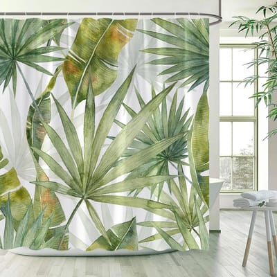 Tropische Bladeren Douchegordijnen Groen Palmblad Banaan Monstera Jungleplanten Hawaïaans Modern Polyester Badkamergordijn Decor 90x180cm-35x70in