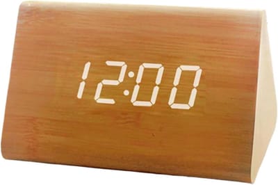 Klok - Digitale klok - Bureauklok - Tafelklok - Wekker - Digitale wekker - Nachtkastje wekker - Met 3 alarmen voor kinderen en volwassenen - geschikt voor op een plank - Wekker voor de slaapkamer - Wekker voor kinderen - Natuurlijke houtkleur