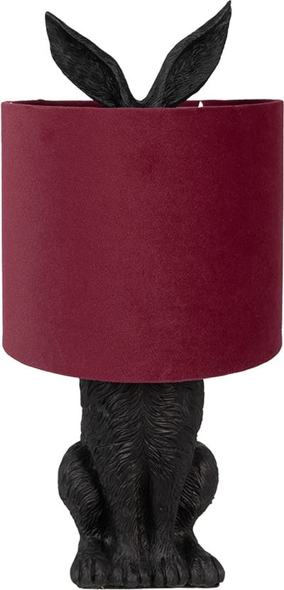 Clayre & Eef Tafellamp Konijn Ø 20x43 cm Zwart Rood Kunststof