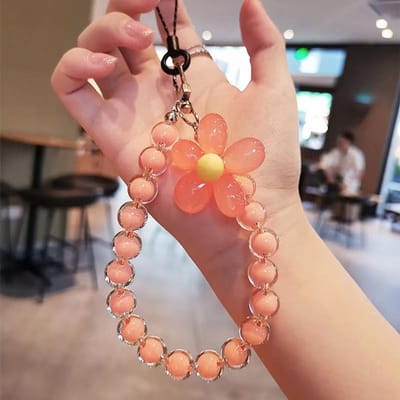 Lanyard voor mobiele telefoon Polsband Dameshandketting Korte anti-verloren mobiele telefoonhoes Leuke Lanyard-sleutelhanger oranje