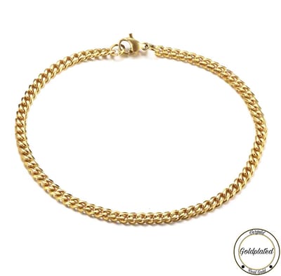 Borasi Cuban Link Armband Goudkleurig | RVS | Unisex | 3mm | 22cm | Heren Sieraden | Heren Armband |