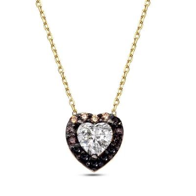 18K Goud Hart met Kristal Ketting - 30cm +5cm
