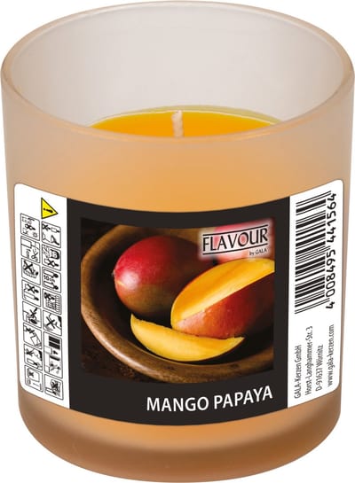 Conpax Candles geurkaars - mango/papaya geur - oranje - 8 branduren - in glas - aroma kaars