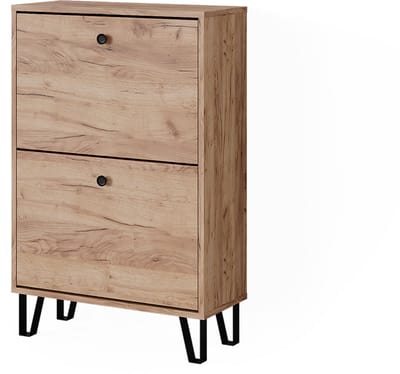 Vicco Siri Schoenkipper – 60 x 92 cm met 2 scharnierende laden Krachtige eik goud