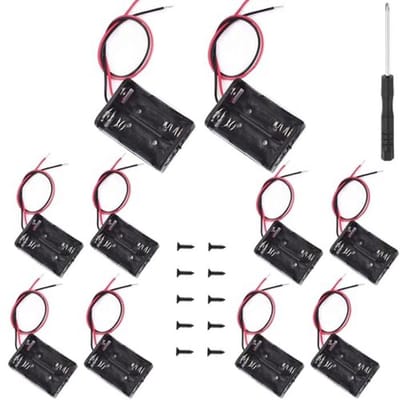 Batterijhouder 2 x 23 A - Kunststof 12V 23A met Schroevendraaier en Schroeven - 10 Stuks Zwart