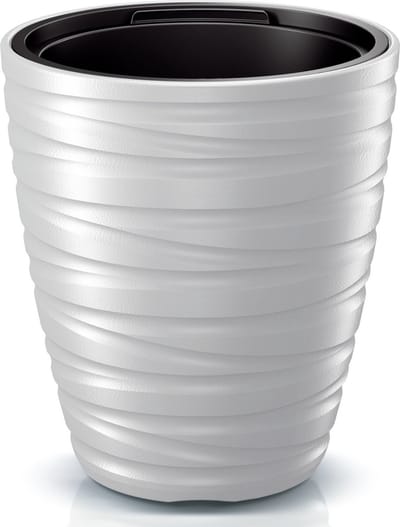 Prosperplast Plantenpot/bloempot Amazing - buiten/binnen - kunststof - wit - D30 x H33 cm - met binnenpot