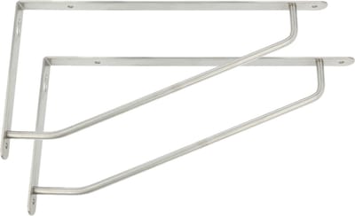 AMIG Plankdrager/steun/muurbeugel - 2x - rvs metaal - zilver - H60 x B120 mm - Tot 75 kg - boekenplank steunen