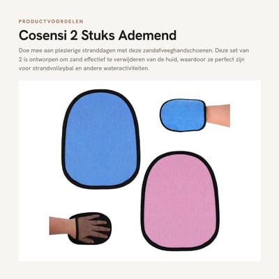 Dailygoods- Zandafveeghandschoenen 2 Stuks - Ademend Zandverwijderingshandschoen - Strandreiniger - Badstof/Meshstof - 21 x 16 cm - Effectieve Zandverwijdering - Zandveghandschoenen