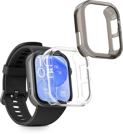 kwmobile 2x Hoes voor geschikt voor Huawei Watch Fit 3 - Siliconenhoes voor sporthorloge transparant / zwart