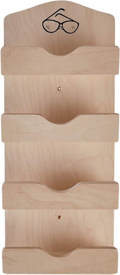 Brilhouder - Brillenrek - Brillen Opbergen - Voor 4 brillen - 17 x 42 cm - Houtkleur