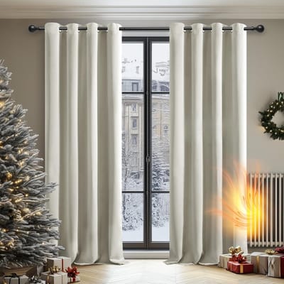 Verduisterende Gordijnen Beige 135x240 cm Pak van 2 met Ophangringen