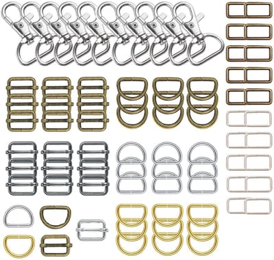 Dailygoods- Draaischarnier - Karabijnhaak/D-ring - Schuifgesp/Riemversteller - Set van 10 stuks - Duurzaam metaal - Ideaal voor doe-het-zelf projecten - Gespen