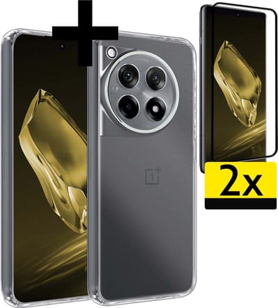 Hoesje - Met 2x Screenprotector - Geschikt voor OnePlus 12R - Sterk & Shockproof - Back Cover - Siliconen Case - Telefoon Hoes - Telefoonhoesjes - Transparant