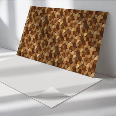 Wallfluent Vinyl Wandpaneel - Geometrisch houtpatroon Vinyl Wandbekleding - 100 cm x 50 cm - Bruin PVC wandpaneel - Verpakking van 1 stuk - Rechthoekig Wandbekleding Vinyl - Texturen Wandpaneel - Zelfklevend Muurpaneel - Wandpaneel Keuken en Badkamer
