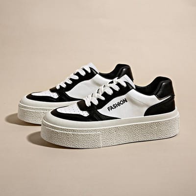 Authentieke Witgekleurde Schoenen met Dikke Zool Dames Lente Nieuw Koreaanse Versie Casual Alles-match Kleurblokkering Student Muffin Sneakers Trendy 40