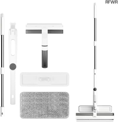 RFWR® 3-in-1 Raamwisser met Trekker - Telescopische Raamreiniging met Sproeisysteem en Reservehoezen