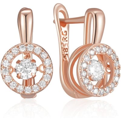 Kienl   Roségoud Kleur Engelse Oorbellen Voor Vrouwen Mode Zwaaiende Natuurlijke Zirkonia Accessoires Hoge Kwaliteit Dagelijkse Sieraden WHITE white