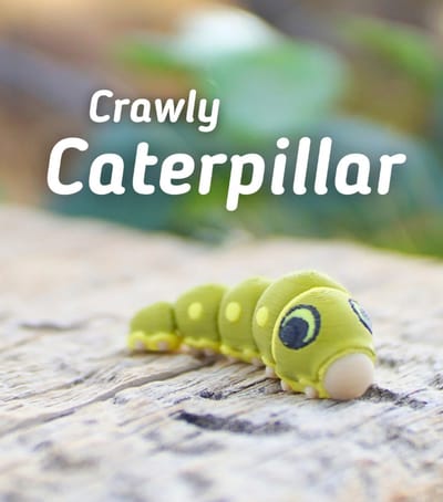Rups 3D Print - Vera's Arts & Dice | Crawly Catterpillar 3D Print - Insecten - Speelgoed - Magneet - Verzamelobject - Rupsen Figuur - Rupsen - Magnetisch - Insects - Groen Geel Zwart Ivoor