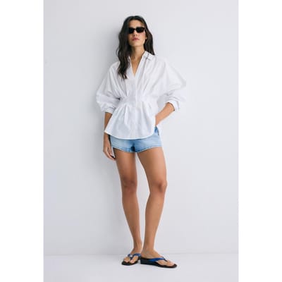 Stradivarius Popeline blouse met plooien  Wit XS