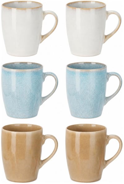 Siaki koffiemok / theemok Faye - set 6x - multi color - 340 ml - mokken - keramiek