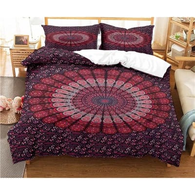 Bohemian Psychedelisch Mandala Patroon Dekbedovertrek Set Beddengoed Voor Volwassenen Kind Bedset Dekbedovertrek Met 1 Dekbed 2 Kussensloop AU Double(180x210cm)