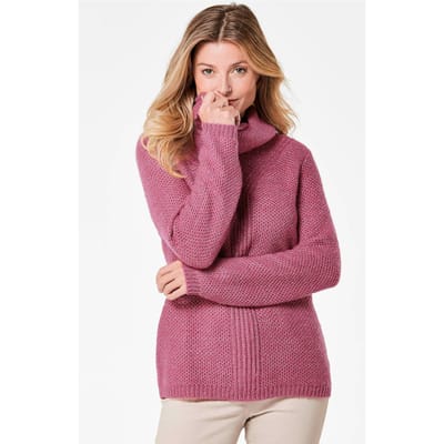 Tricot pullover met interessante structuur en glittergaren - bessen - Gr. 44 van Goldner Fashion