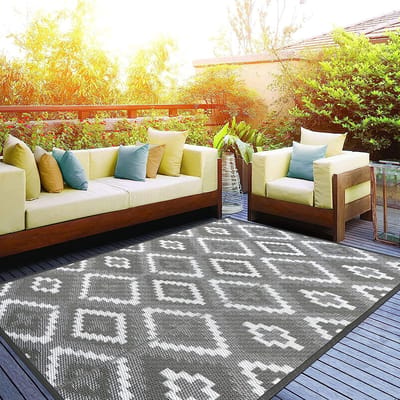 Tuinstapijt voor buiten, 120 x 180 cm, waterdicht, lichtgewicht kunststof strotapijt, omkeerbaar, plat geweven, RV terrasmat, gerecycleerde draagbare campingtapijten voor tuin, strand,