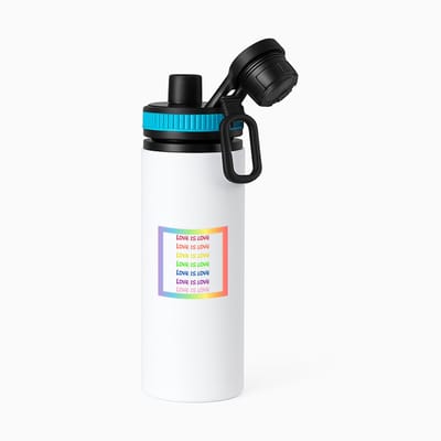 Hacebo® - LGBTQ cadeau - waterfles met draaidop blauw - Lgbt - Queer - met opdruk - lgbt - Love is love - Pride month - lgbtq vlag - gay pride - met tekst - opdruk - leuke pride spullen - verjaardag - cadeau - gift - water fles - 850ML