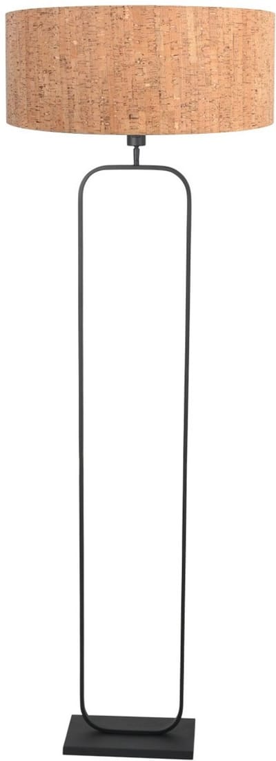 Vloerlamp Stang 4819ZW - zwarte armatuur met beige kurk kap, 147 cm hoog, kantelbaar, geschikt voor LED - Steinhauer