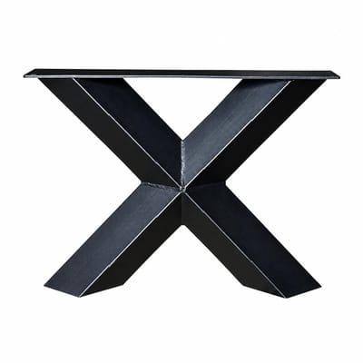 FLE - Stalen X-poot salon zwart 55 bij 8 cm en hoogte 40 cm (8 x 8 cm) - 2 stuks