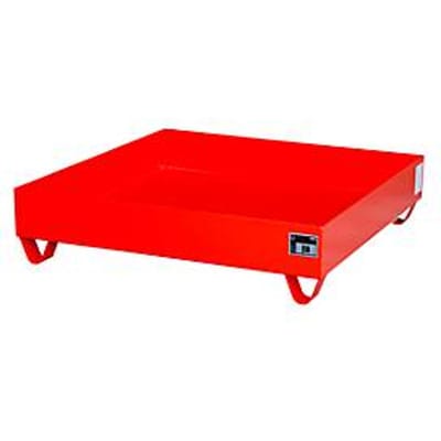Stalen lekbak zonder rooster, 1200 x 1200 mm, rood RAL 3000