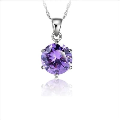 Aramat Jewels | Halskettingen | Zilveren Dames Halsketting met Ronde Zirkonia | Paars | |1,5mm | Zilver | Volwassenen | Verkleurd niet