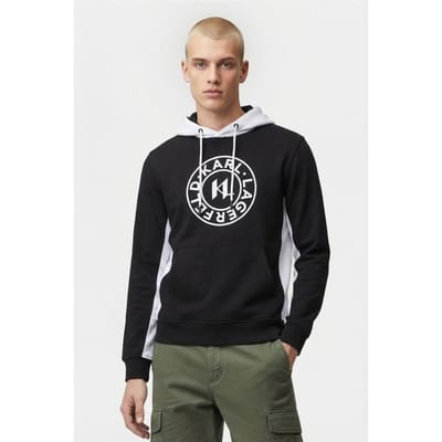 Karl Lagerfeld Black/white Sweat Hoody Maat: S | Hoodies Outlet | Heren | Zwart
