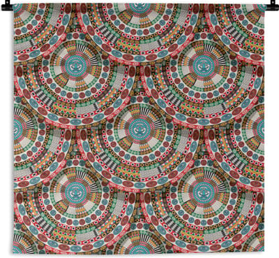 Wandkleed - Wanddoek - Tegel - Azteken - Cirkels - Patronen - 180x180 cm - Wandtapijt