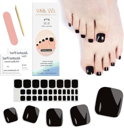 Zelfklevende Nagelstickers - 32 Stuks Semi-Permanente Gel Nagels voor Franse Manicure en Voetnagels - Volledige Bedekking voor Vrouwen, Perfect voor Nageldecoratie in Zwart
