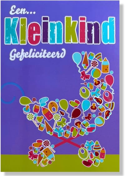 Gefeliciteerd Kleinkind - Luxe geboortekaartje Kleinkind - 12x17cm - Gevouwen wenskaart met envelop