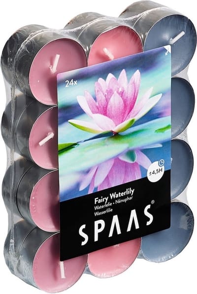 Spaas Geurtheelichtjes/waxinelichtjes - 24x - Fairy Waterlily - 4,5 branduren - geurkaarsen