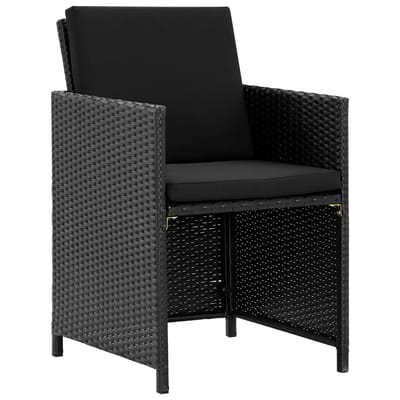 vidaXL - 5-delige - Tuinset - met - kussens - poly - rattan - zwart