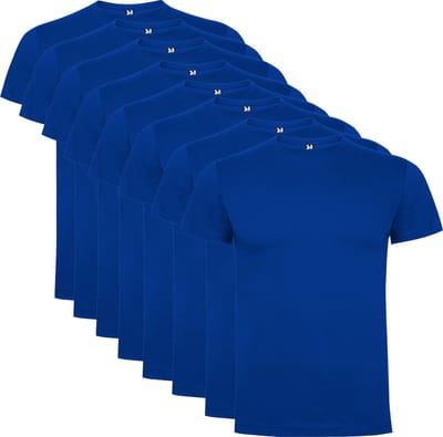 8 Pack Roly Dogo Premium Heren T-Shirt 100% katoen Ronde hals Konings Blauw, Maat S