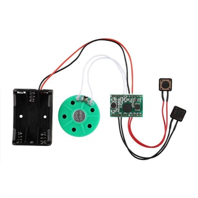 Dailygoods- Spraakmodule 60 seconden opnametijd - Beschrijfbare Wenskaart - DIY Muziekbordmodule - Stemgroetkaart - Verlengkabel 10 cm - Helder Geluid - Geluidsmodule